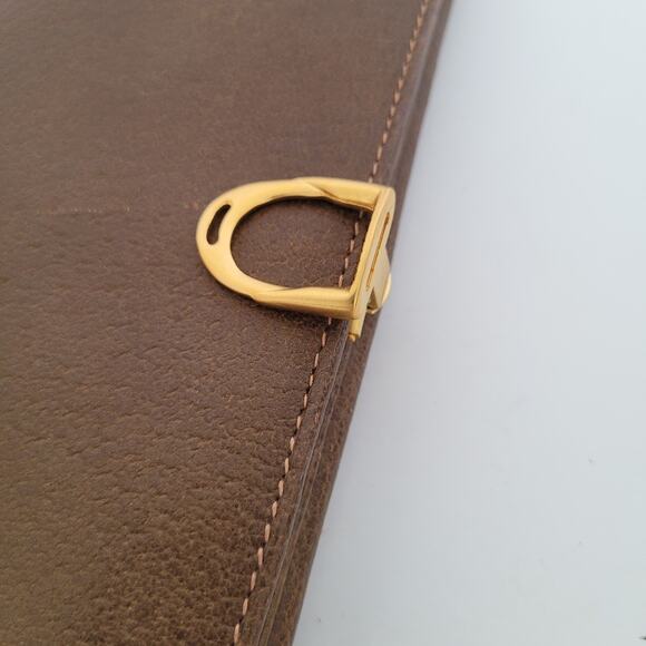 GUCCI Vintage Clasp Horsebit Wallet Bifold Brown Large Retro Clutch Leather Box - Picture 15 of 16